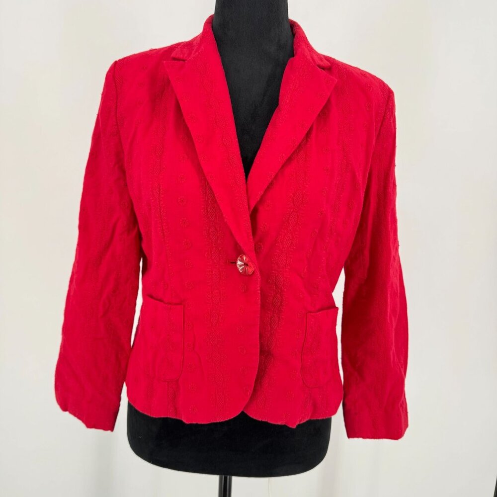 Judith Hart Eyelet Cotton Blazer Womens Size‎ 8P Embroidered Vintage Cottagecore